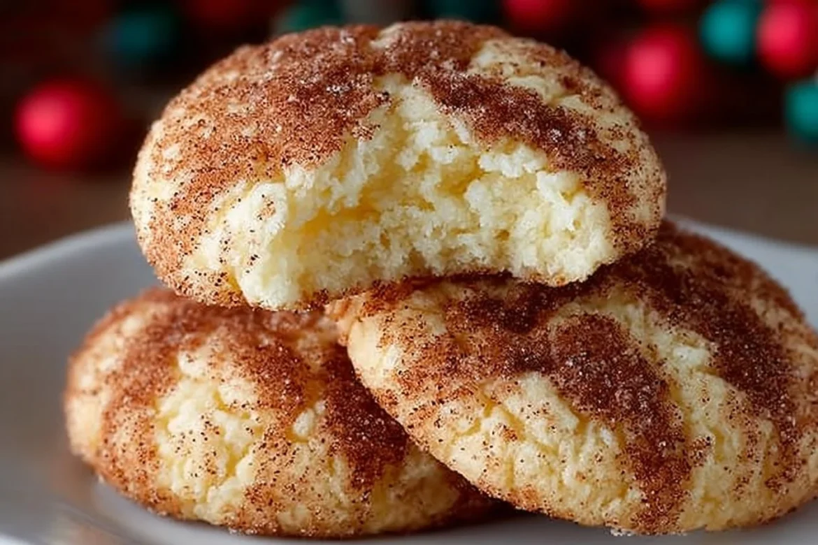 Freshly baked cinnamon sugar cookies on a cooling rack