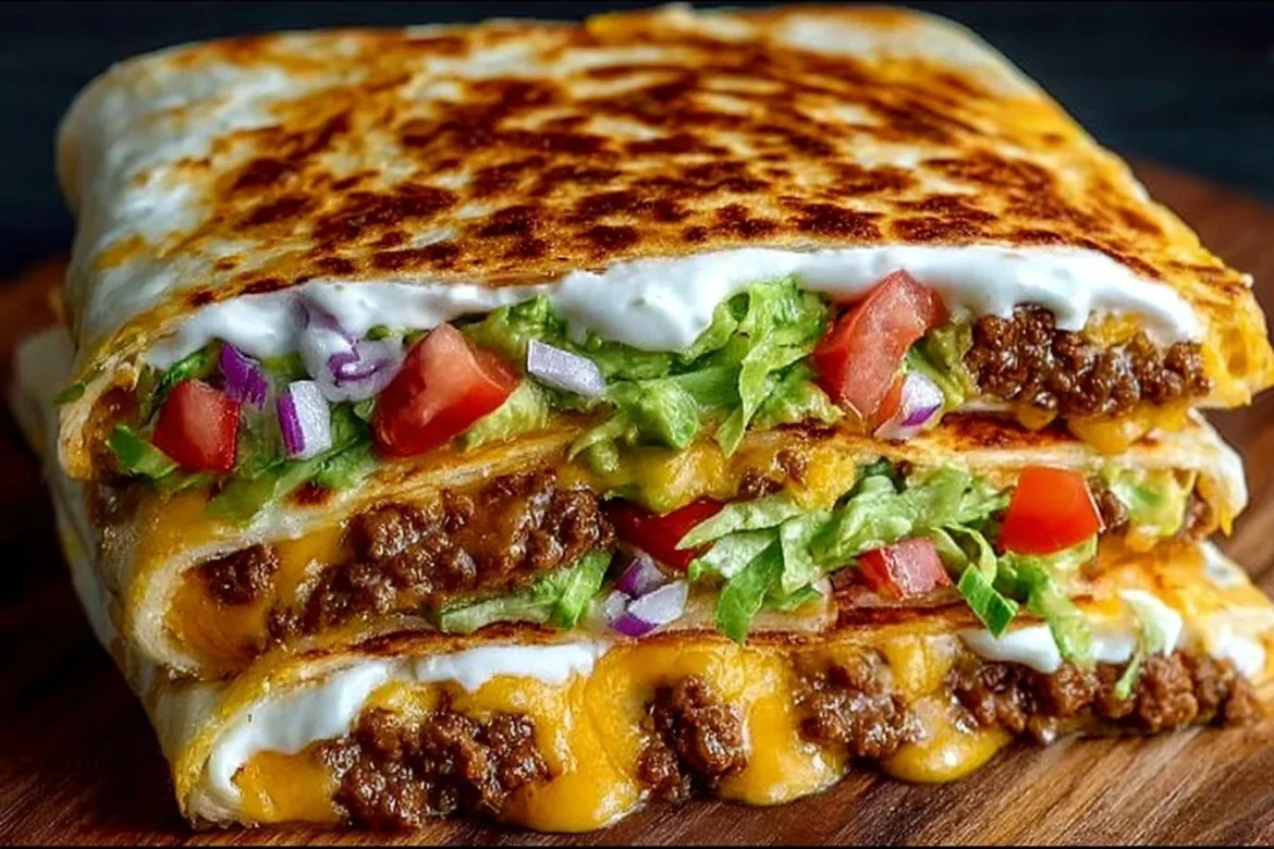 Homemade Copycat Crunchwrap Supreme recipe with layers of flavor.