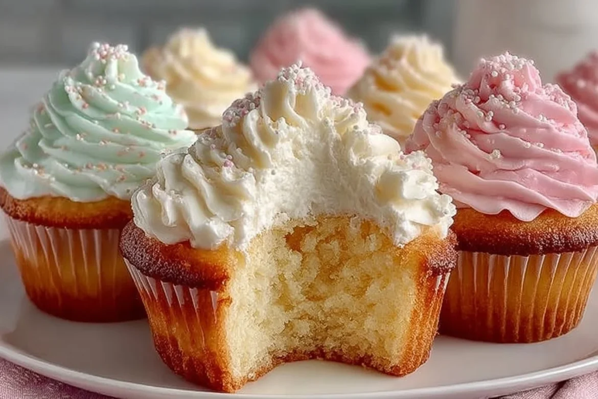 Homemade copycat Magnolia Bakery cupcakes with frosting and sprinkles