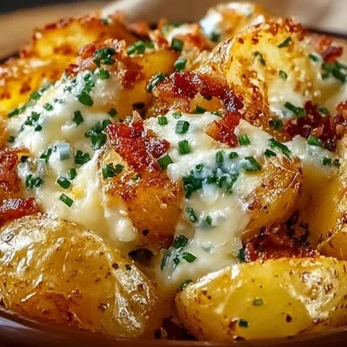 Deliciously prepared Crack Potatoes topped with herbs and spices.
