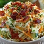 Creamy Bacon Ranch Slaw Cups served in a colorful dish
