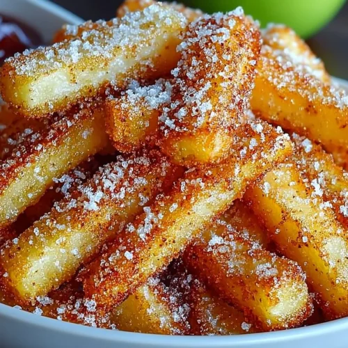 Crispy air fryer apple fries served on a plate