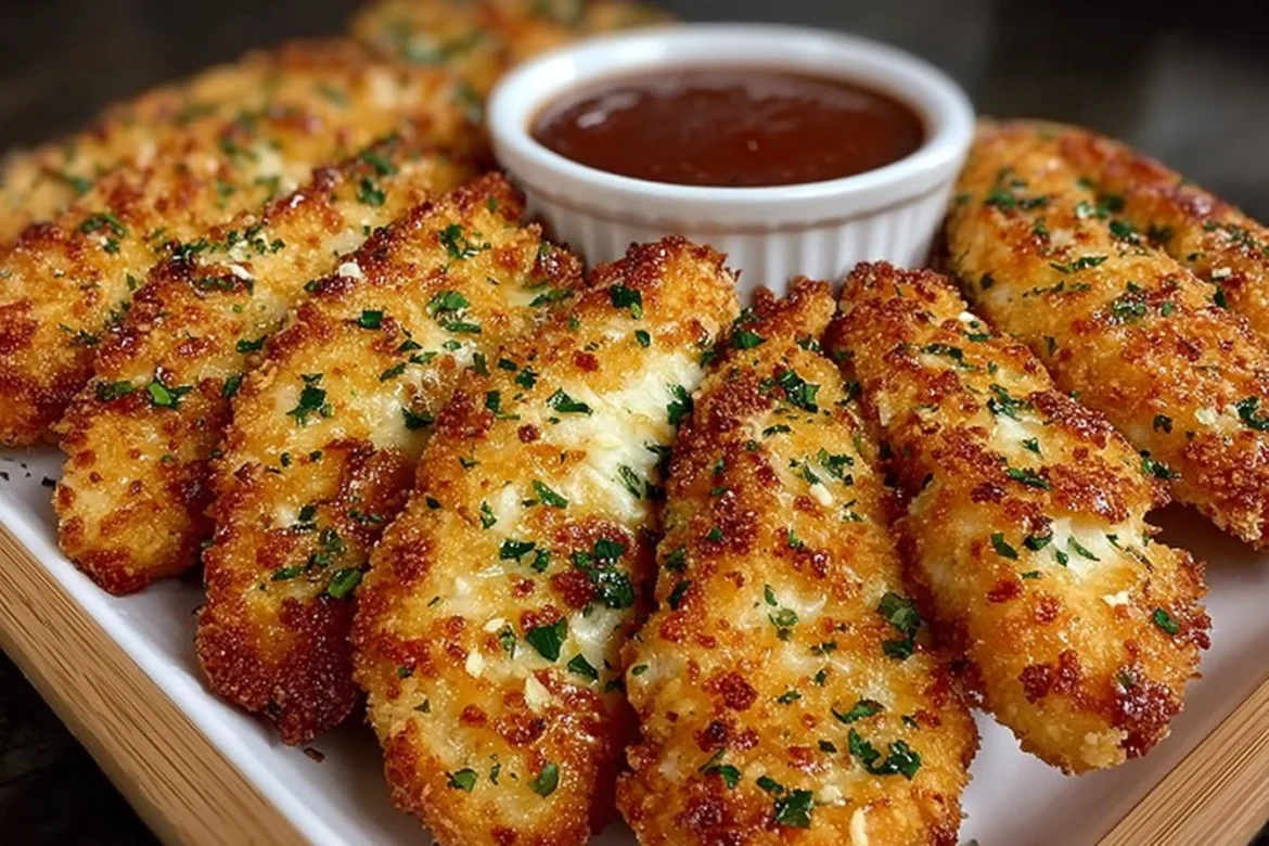 Crispy buttered ranch chicken served on a plate with garnishes.