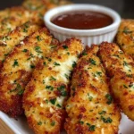 Crispy buttered ranch chicken served on a plate with garnishes.
