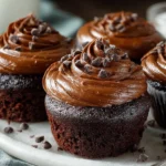 Death by Chocolate Cupcakes topped with rich chocolate frosting