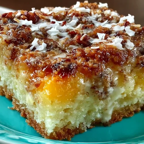 Moist and easy Do Nothing Tornado Cake topped with rich frosting
