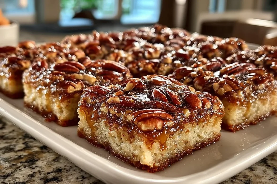 Delicious easy pecan pie bars with a nutty topping and crust.