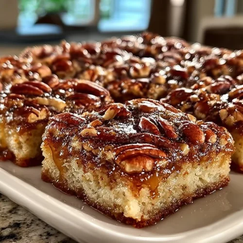 Delicious easy pecan pie bars with a nutty topping and crust.