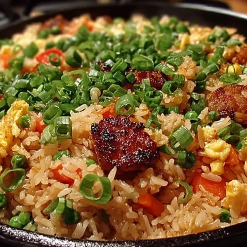Delicious plate of freakin fantastic fried rice with colorful vegetables and proteins.
