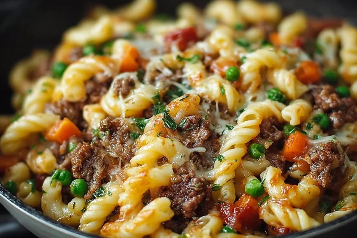 Delicious plate of French onion savory mince with melted cheese on top