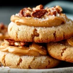 Delicious frosted peanut butter cookies on a white plate