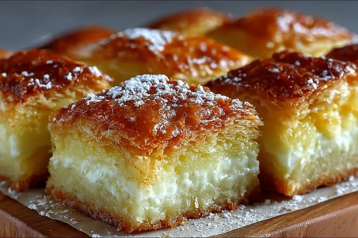 Delicious Gooey Butter Cake Bars with a rich, buttery texture and gooey filling.