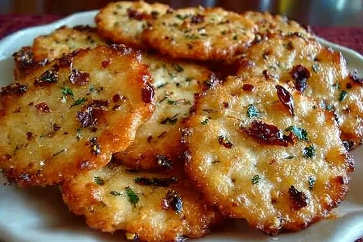 Holiday Ritz Crackers decorated with festive toppings for party snacks.