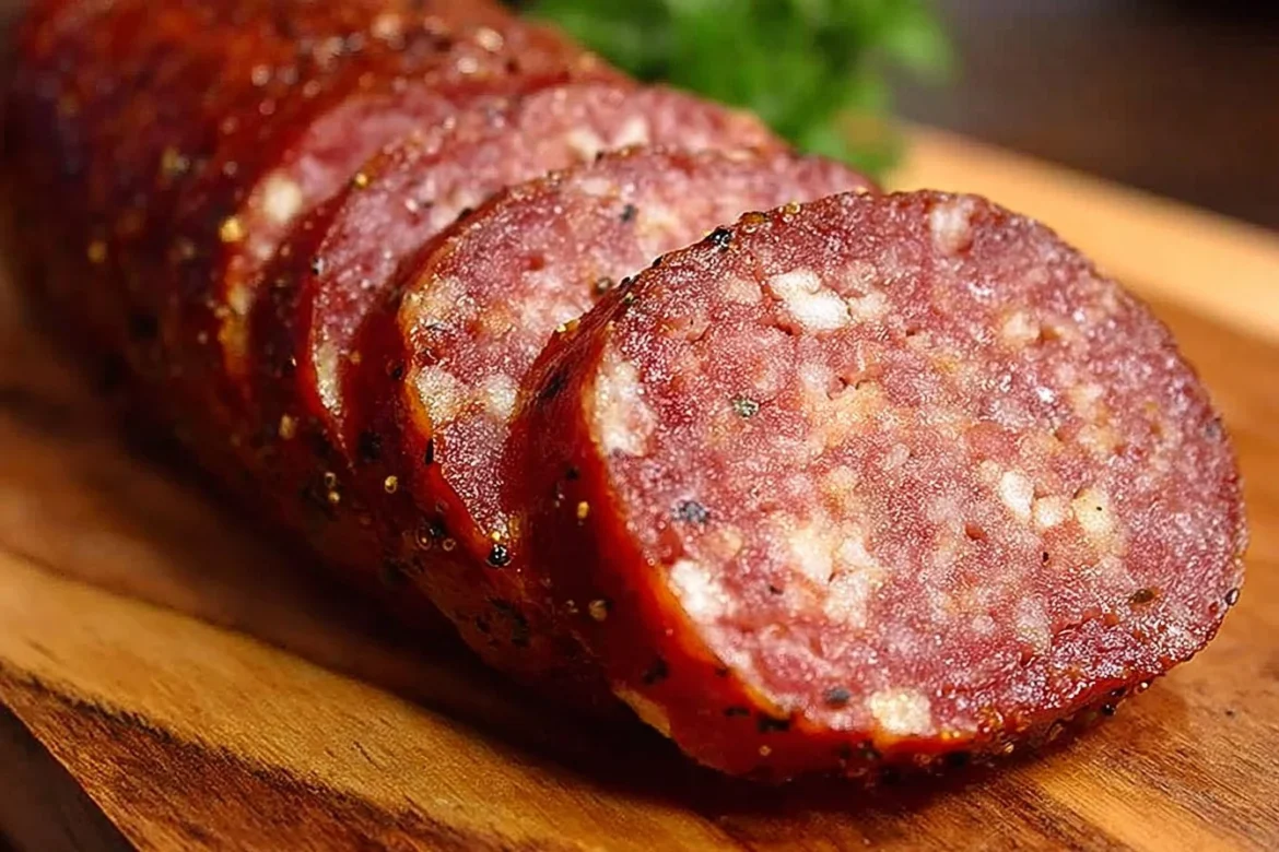 Homemade summer sausage ready to enjoy, perfect for snacks and gatherings.