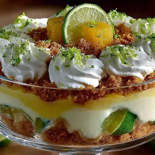 Delicious Key Lime Pie Trifle dessert with layers of cream and key lime flavors