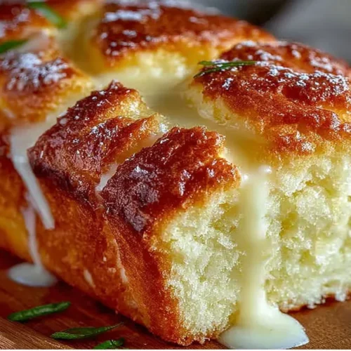 Slices of moist Lemon Cream Cheese Bread on a wooden cutting board