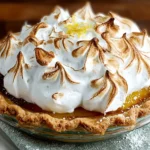 Delicious lemon meringue pie with a golden meringue topping and lemon curd filling