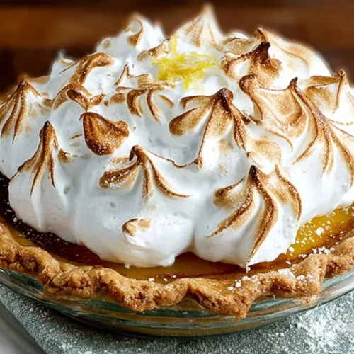 Delicious lemon meringue pie with a golden meringue topping and lemon curd filling