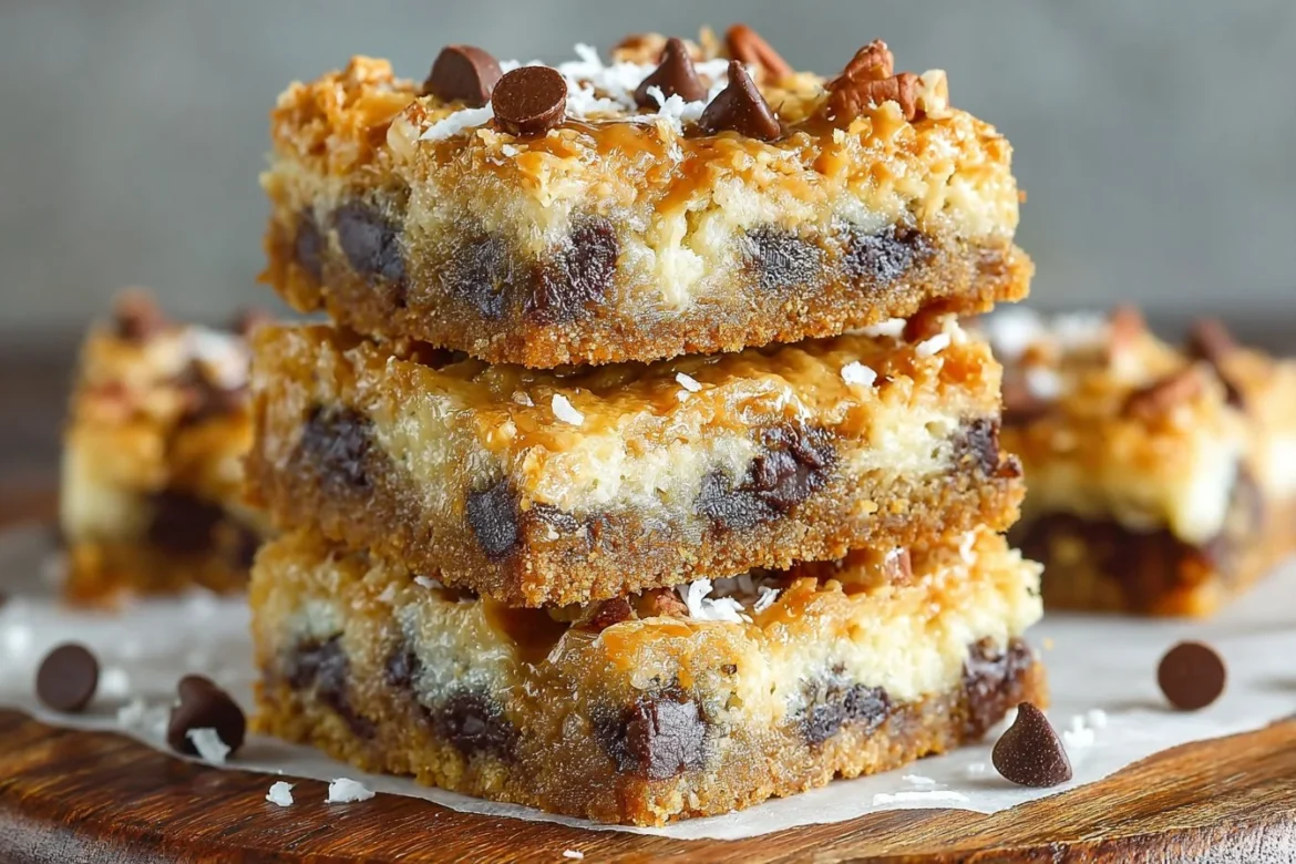 Deliciously layered Magic Cookie Bars with chocolate and nuts