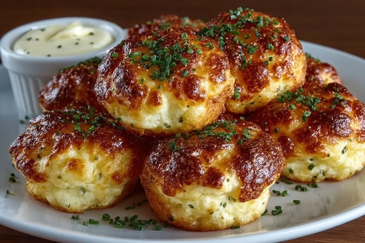 Delicious Mashed Potato Cheese Puffs served on a plate.