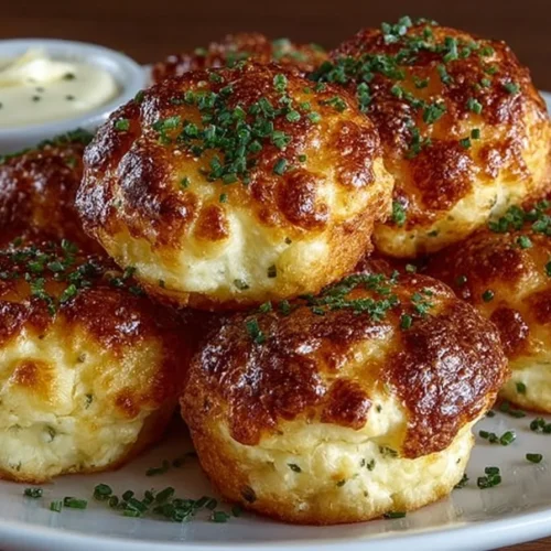 Delicious Mashed Potato Cheese Puffs served on a plate.
