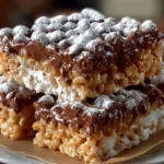 Delicious Muddy Buddy Rice Krispies treats displayed on a plate.