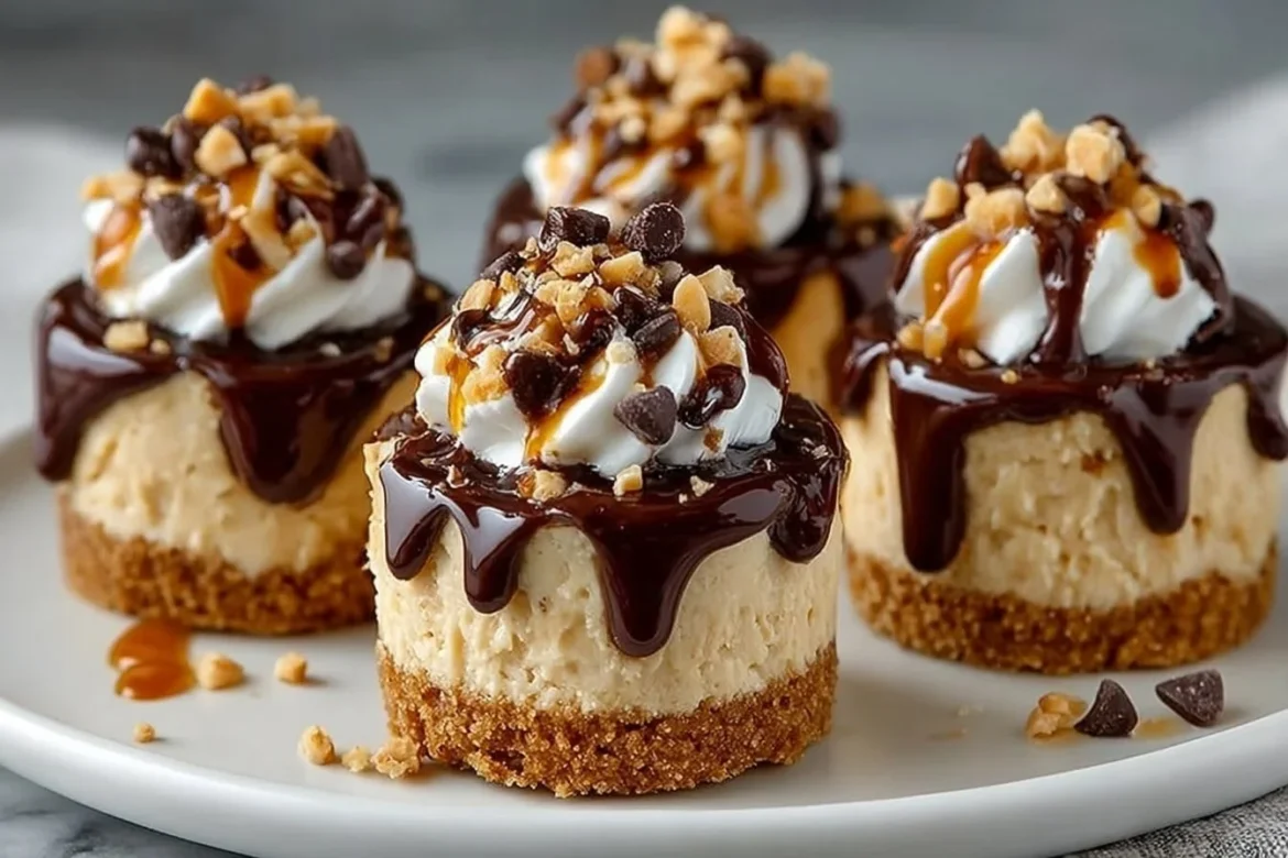 No-Bake Peanut Butter Cheesecake Bites on a decorative plate