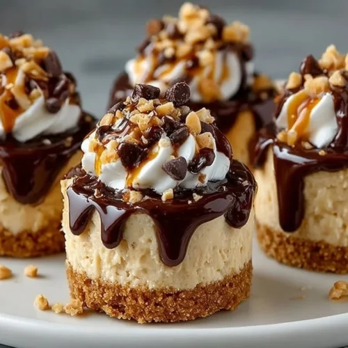 No-Bake Peanut Butter Cheesecake Bites on a decorative plate