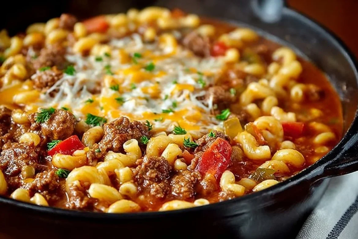 Bowl of traditional old fashioned goulash topped with herbs and spices