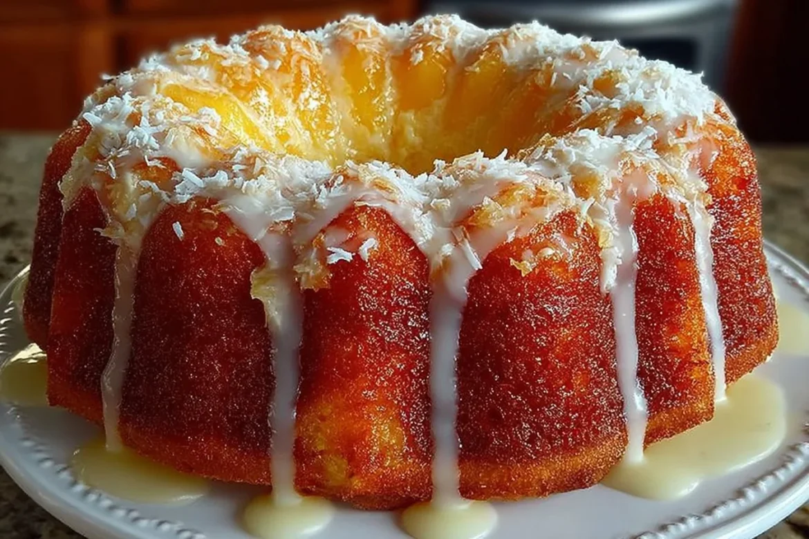Delicious Pineapple Cream Cheese Bundt Cake with tropical flavors
