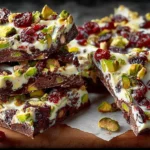 Delicious homemade Pistachio Cranberry Bark with nuts and dried fruit.
