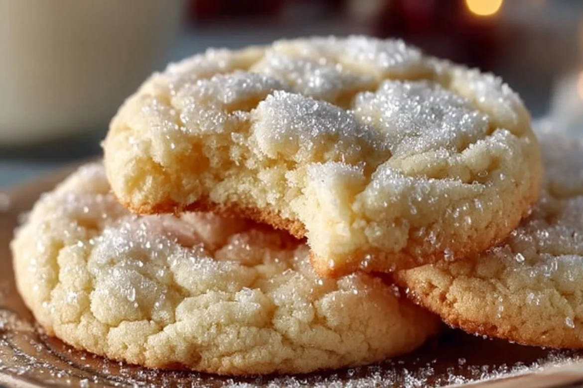 Delicious soft and chewy sugar cookies on a plate, perfect for dessert.