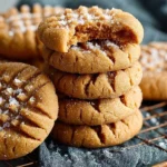 Soft and thick peanut butter cookies on a baking rack