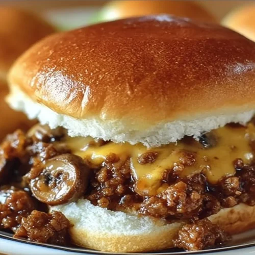 Delicious Steakhouse Burger Sloppy Joes on a plate with toppings