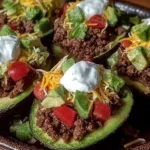 Delicious stuffed avocado tacos filled with fresh ingredients and spices