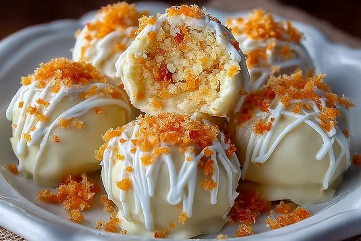 Delicious Tropical Orange Creamsicle Truffles with orange and cream flavor