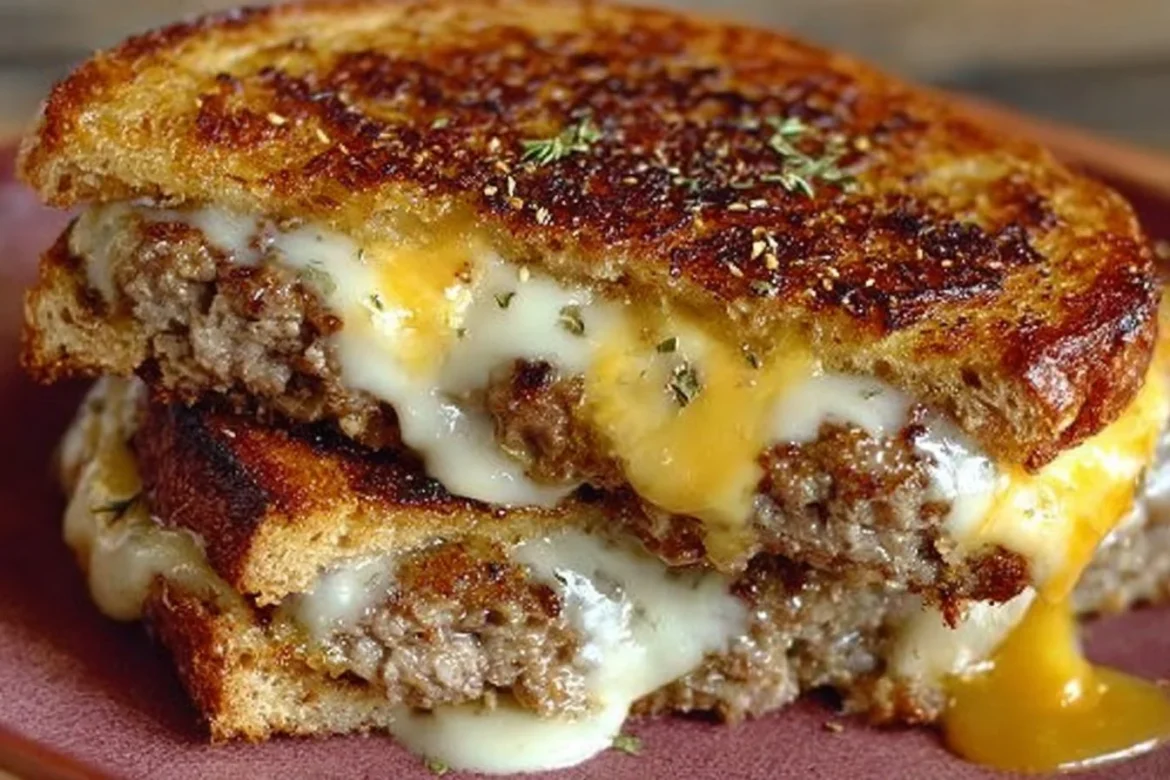 Ultimate patty melt sandwich topped with secret sauce and melted cheese