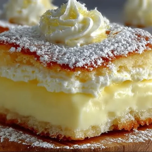 Homemade Vanilla Custard Cream Squares dessert on a white plate