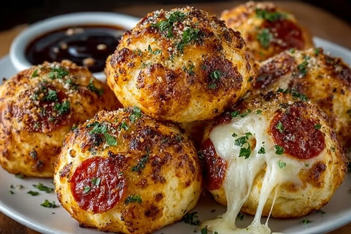 Air Fryer Pizza Bombs filled with cheese and toppings
