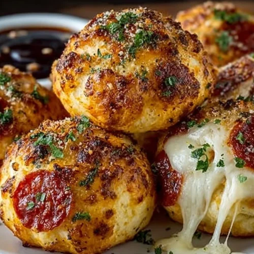 Air Fryer Pizza Bombs filled with cheese and toppings