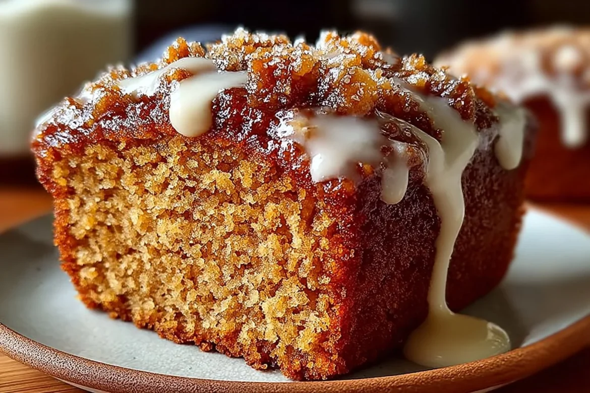 Deliciously moist and flavorful applesauce cake fresh out of the oven.