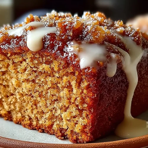 Deliciously moist and flavorful applesauce cake fresh out of the oven.