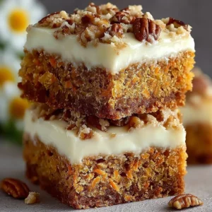Delicious carrot cake bars with cream cheese frosting on a rustic serving platter