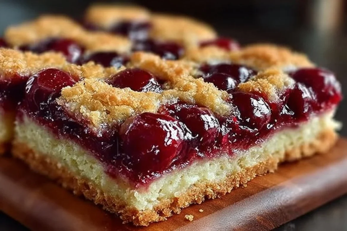 Delicious homemade Cherry Pie Bars with a flaky crust and cherry filling