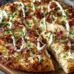 Delicious Chicken Bacon Ranch Pizza with fresh toppings