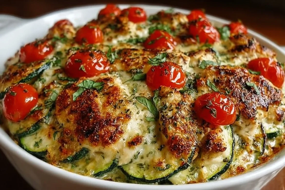 Delicious Chicken Zucchini Bake served on a plate