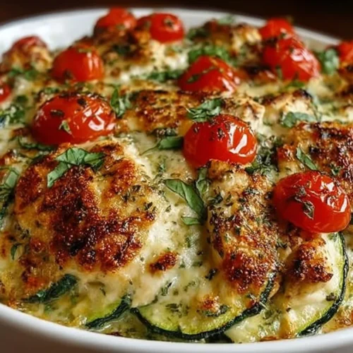 Delicious Chicken Zucchini Bake served on a plate