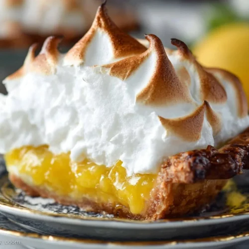 Delicious classic lemon meringue pie with fluffy meringue topping on a golden crust