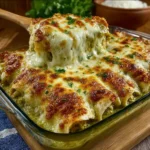 Creamy green chile chicken enchiladas topped with cheese and fresh cilantro