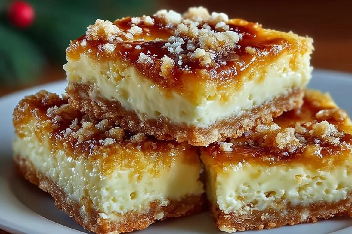 Delicious Creme Brulee Cookie Bars with a caramelized sugar topping